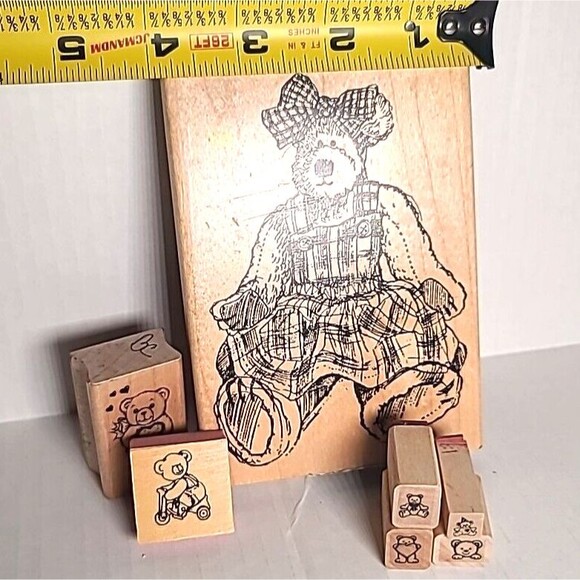 VTG Lot Of 7 Rubber Stamps Teddy Bears Heart Bear Stamp Stamping Scrapbooking - Picture 3 of 10